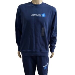 Nike Dark Blue Tracksuit 2 Piece Sweatshirt Sweatpants Joggers Men Just Do It